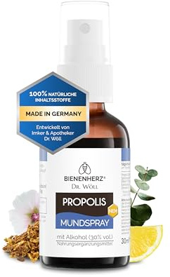Bienenherz® Propolis Spray mit Alkohol 30ml – mit pflanzlichen Extrakten – laborgeprüft – entwickelt von Imker & Apotheker Dr. Wöll – Made in Germany