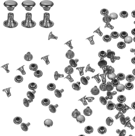 QUARKZMAN 200 Pcs Rivet à Visser de Remplacement en Métal, 3mm x 3mm x 3.5mm Rivets tubulaires en Acier au Carbone, Kit de Fixation pour Cuir pour Sacs, Livres, Colliers, Laisses, Noir