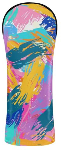 Colorful Splashes of Paint Golf Cover Premium Leather Accessories with Number Tags for Driver Golf Gifts