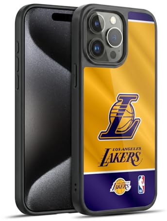 Head Case Designs Offizielle NBA Horizontalbanner Los Angeles Lakers Gel Armour Hülle [Militärischer Schutzgrad] kompatibel mit Apple iPhone 15 Pro Max