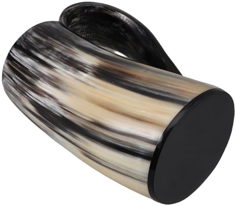 Garneck Chope à Bière Viking Grosse Capacité 200 Ml de Corne Polie Style Nordique Médiéval pour Fêtes et Bar à Domicile, Coupe en Corne à Boire Authentique et Rustique
