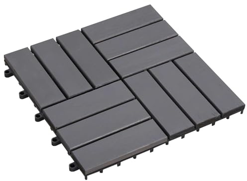vidaXL Terrassenfliese 10 Stk. Grau 30 x 30 cm Akazien-Hartholz