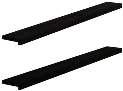 2 davanzali per finestre, in legno massello, 140 x 15 x 2 cm, 2 pezzi, marrone scuro