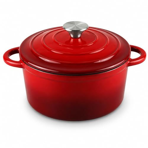 Annastore Gusseisen Topf emailliert mit Deckel Ø 22 cm 2,7 L Brotbacktopf | Bräter Ofenfest bis 260 Grad, für Induktion, Gas, Ceran & Elektro, zum Schmoren, Backen, Brot Braten & Kochen