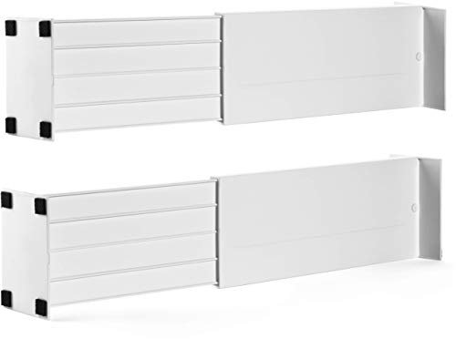 Dial Industries, Inc. B1605W Schubladeneinteiler, verstellbar, federbelastet, 11,4 cm tief, Weiß, 2 Stück, Kunststoff, 4.5 in Deep, (Set of 2), 2