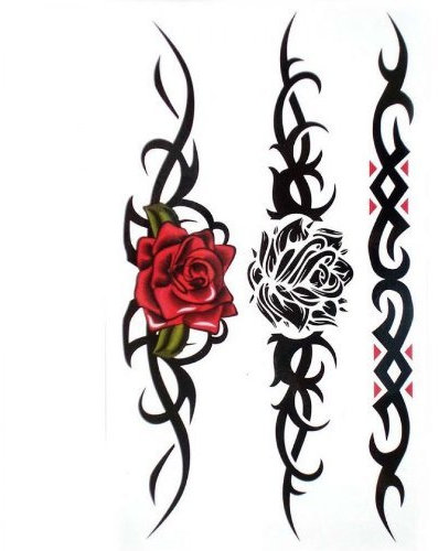 Étanche à l'eau et à la sueur de faux tatouages sexy rouge rose Black rose pour les femmes