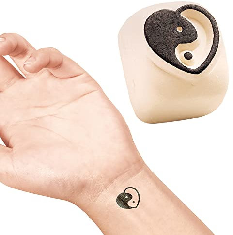 LaDot Tattoo für Kinder und Erwachsene, temporäre hautfreundliche fake Tattoos, Tattoo-Stempel ohne Nadeln für Körper und Arm, wasserfest, Keramikstempel Ying Yang Herz