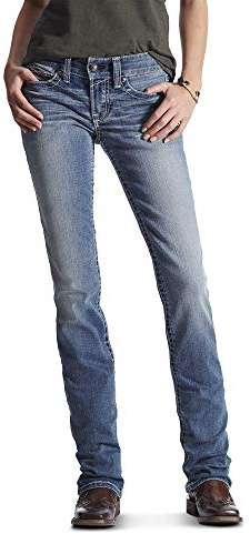 ARIAT Women's R.e.a.l. Mid Rise Straight Leg Jean-DOTD, Blue, 26 Regular
