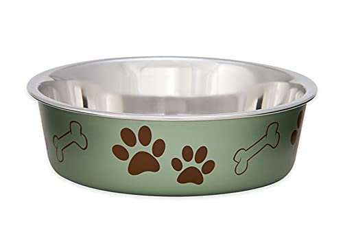 Loving Pets Bella Dog Bowls- Stainless Steel Dog & Cat Bowls - Spill Proof Dog Food Bowl, Cat Bowl, Puppy Essentials & Pet Supplies Great for Home & Travel (X-Large 65-100lbs, Artichoke)