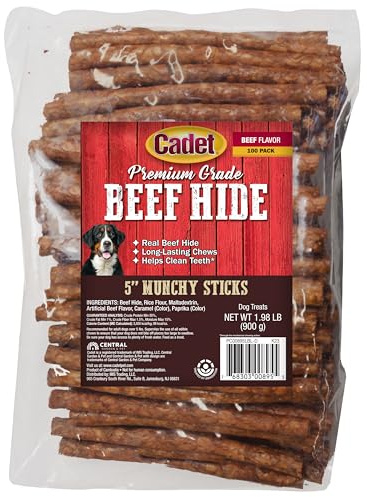 Cadet Gourmet Lot de 100 bâtonnets de boeuf en cuir brut pour chien 12,7 cm