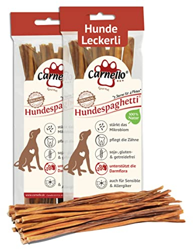 Carnello Hundeleckerli – Hundespaghetti – Hunde Leckerlis, Leckereien für Hunde, Leckerli Hund, Hundesnacks – Hundeleckerli getreidefrei - Leckerlibeutel für Hunde (2 x 60g)