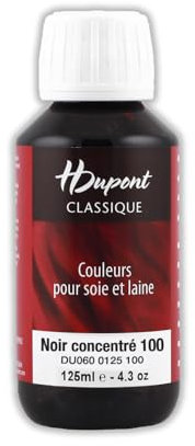 H DUPONT DU0600125100C - Peinture Sur Soie Classique Noir N°100 - Pot De 125 ml - Colorants acides pour une qualité supérieure - Idéal pour les professionnels
