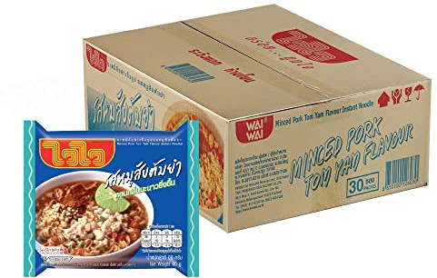 Wai Wai Instant Noodles Minced Pork Tom Yum Flavour 60g Pack 30