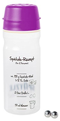 Das Original - Spätzle-Shaker für 2 Portionen (675ml lila) Selbstgemachte Spätzle mit unserem Spätzlemaker - Spätzleshaker die Alternative zur Spätzlereibe, Spätzlepresse, Spätzlesieb, Spätzlehobel