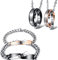 Kim Johanson Edelstahl Pärchen Schmuckset Armbänder & Ketten Endless Love für verliebte Roségold & Schwarz mit Cubic Zirkonia inkl. Schmuckbeutel