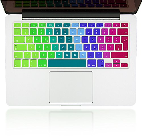 NALIA Protección del Teclado Compatible con Macbook Air/Pro/Pro Retina 13' & 15' Pulgadas, Delgado Silicona Folio Transparente Película Protectora Translucida Cubierta Flexible, Color:Arco Iris