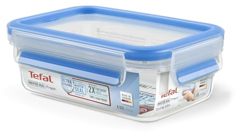 Tefal K3021112 - Masterseal Fresh - Boîte plastique de conservation alimentaire rectangulaire - 0.55 L - Bleu