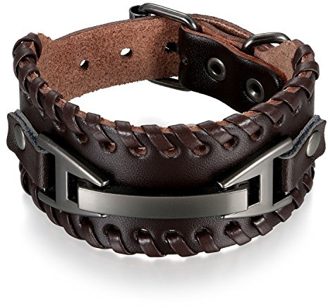 OIDEA Herren Armband Leder Armschmuck Schwarz, Braun Breite Lederarmband Surferarmband Armreifen Verstellbar