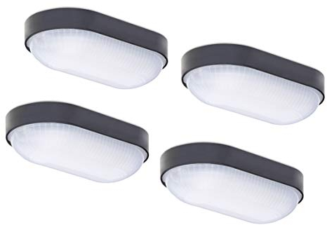 4er Set Oktaplex LED Kellerleuchte BASE 9W 800Lm IP65 Neutralweiß 4000K Ovalleuchte Kellerlampe Deckenleuchte Schwarz