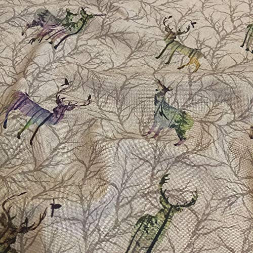 Discover Lifestyle & Fashion Fabrics Winter Hirsch Digitaldruck Baumwolle Rich Leinenoptik Stoff für Vorhänge Jalousien Basteln Quilten Patchwork & Polstermöbel 140 cm breit – Meterware