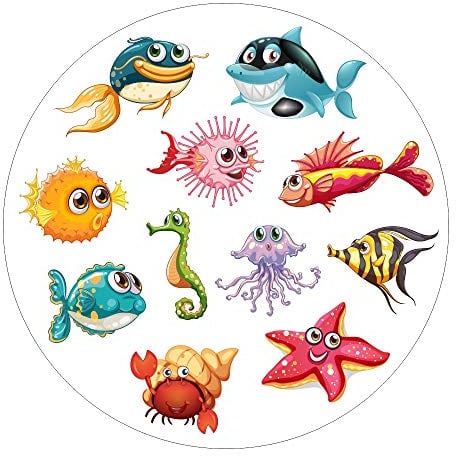 AnTina TAPES Anti Rutsch Sticker/Selbstklebende Duschmatte, Duscheinlage, Matte, rund Ø 55 cm, farbiges Motiv, rutschhemmend, hygienisch, pflegeleicht (Kids I)