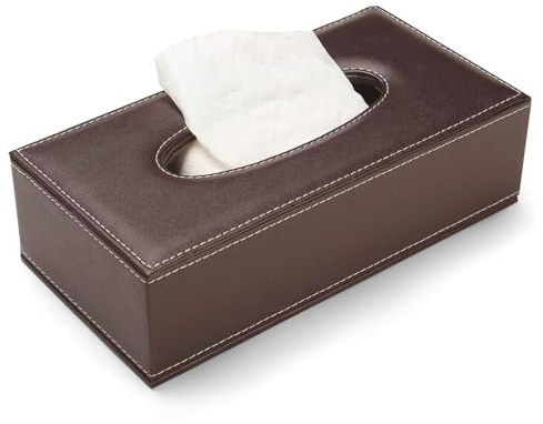Anjing Tissue Box Holders Portable Leather Rectangular Tissue Case Pumping Paper Brown