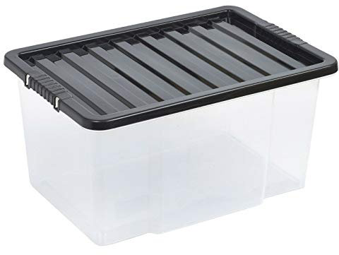 URBNLIVING 50 Liter Storage Box & Lid Black x4
