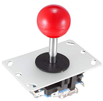 Uxcell Rocker Switch Joystick, 4-way Rotary Actuator, Manual Operation, Red Ball Top Handle, Panel Mount, Metal Contact, for Arcade Gaming