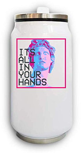 Vaporwave Style Roman Statue Its All In Your Hands Thermal Beverage Can Thermos