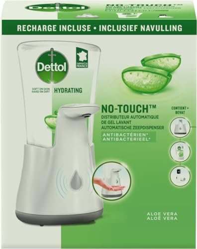 Dettol Dispenser automatico di sapone per le mani No Touch con ricarica Aloe Vera idratante
