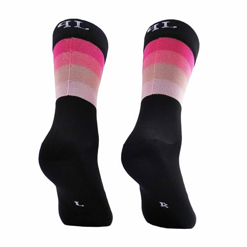 PERRO LOCO CLOTHES Calcetines de Ciclismo Edición Limitada. Hechos en España. Calcetines para Bici. (Widow 43 45 Negro Rosa)