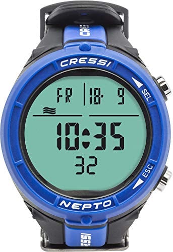 CRESSI Nepto Apnoetauchcomputer Armbanduhr – Made in Italy – Taravana- & Lungenödem-Schutz – Hochkontrast-Display, 120m wasserdicht – Lange Batterielaufzeit, Gezeitenanzeige