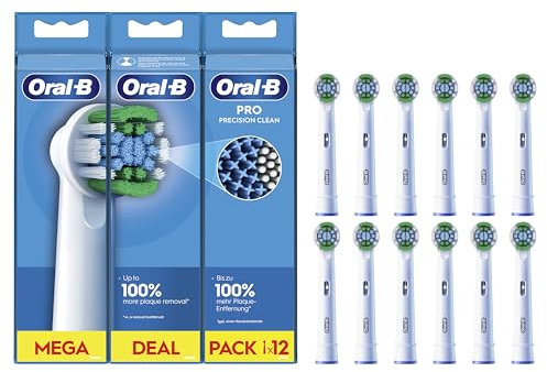 Oral-B Pro Precision Clean Electric Toothbrush Head, X-Shape and Angled Bristles for Deeper Plaque Removal, Pack of 12 Toothbrush Heads, White
