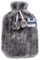 VIROSA Luxury Hot Water Bottle with Soft Faux Fur Cover & Pom Poms – 2 Litre Large Leakproof Rubber Bottle for Neck, Shoulder, Back Pain Relief & Hand and Feet Warmer (Dark Grey)