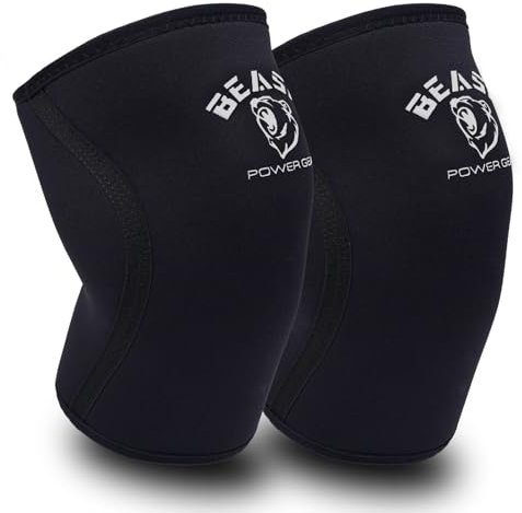 Beastpowergear - Rodilleras de compresión (neopreno, 5 mm y 7 mm, para sentadillas, gimnasio, crossfit, levantamiento de pesas, lucha, para hombres y mujeres (7 mm)
