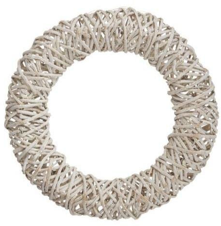 50cm White Woven Rattan Wicker Wreath Ring - Artificial Flower