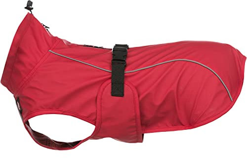 TRIXIE Regenmantel Vimy für Hunde rot M - Bauchumfang: 44-63 cm – Hunde-Regenjacke mit reflektierenden Elementen für mehr Sichtbarkeit im Dunkeln – bequem & verstellbar - 680224