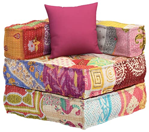 vidaXL Pouf mit Kissen Sitzpouf Sitzpuff Puff Sofa Einzelsofa Sitz Ecksofa Sessel Sitzmöbel Wohnzimmer Lounge Modular Patchwork Stoff