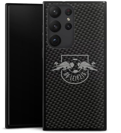 Silikon Hülle kompatibel mit Samsung Galaxy S23 Ultra Case schwarz Handyhülle RB Leipzig Metallic Look Carbon
