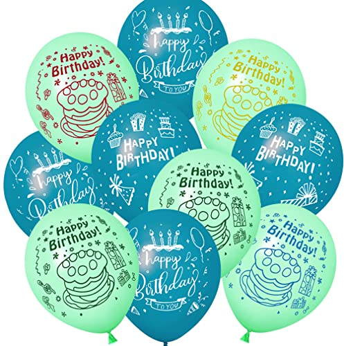 ZQBB Blauer See Geburtstags ballons mit Geburtstagsparty Muster Kindergeburtstag Ballons Dekoration Geeignet für Mädchen Junge Geburtstagsparty, Baby Dusche