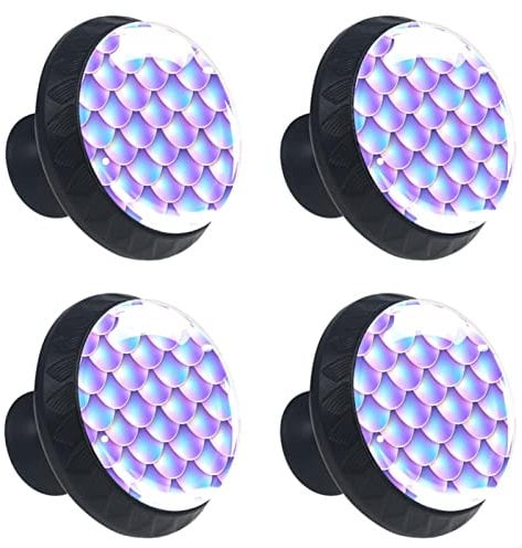 VAPOKF 4 Stück Meerjungfrauenschwanz Pastell-Schrankknäufe 30 mm runde Kristallglas-Schubladengriffe mit Schrauben für Küchenschrank, Kleiderschrank, Kommode, Zuhause und Büro