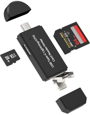 SD Card Reader(4in1)Type C Micro Lightning USB Jack Accessories TF Flash Drive Camera Memory Viewer compatible for Samsung LG PC Apple iPhone 14 13 12 11 Pro Max 7 8 X Ipad MacBook Photo Photography