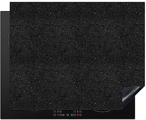 KitchenYeah© Herdabdeckplatte Einteilig Küche Herdabdeckung Induktionsfeld Ceranfeld Herdabdeckplatten Vinyl Matte Aufrollbar Granit - Schwarz - Grau - Dunkel - 65x52 cm
