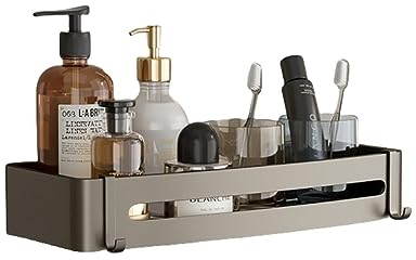 YWHWXB Duschregal ohne Bohren, Duschablage, Wandmontage, selbstklebend, für Badezimmer, Küche (Grau, 1 Stück)