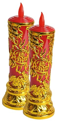 OSALADI 1 Paar Buddha-lampe Batteriebetriebene Kerze Buddhistisches Kerzenlicht Altarkerzen Leuchten Altarkerzenlampe Dekorationen Für Hochzeitszeremonien Golddekor Plastik E27 China Led