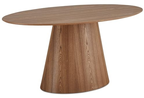 Furnhouse Tango Esstisch Oval | Eichenfurnier Mittelfuß | 160x90 cm Natur – Skandinavisches Design für 4-6 Personen