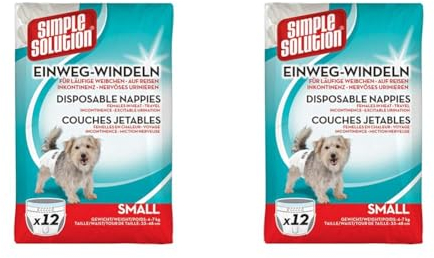 Simple Solution Einwegwindeln für Hunde, Größe S, 12 Stück (Packung mit 2)