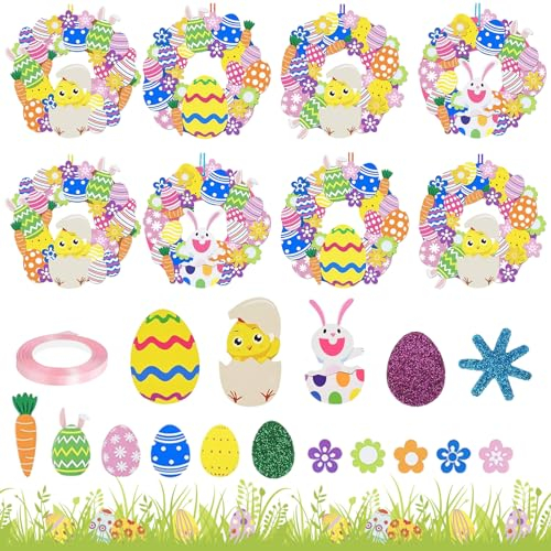 Shinybox Ostern Kränze Bastelset für Kinder, 271 Stück Kinder Ostern Anhänger Deko, Osterdekoration Kreativsets zum Basteln Handarbeit, Osterdekoration Kunsthandwerk für Frühling Osternzeit