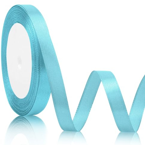 Nastro Blu Raso 10mmx22m per Bomboniere - Decorativo Azzurro Cenere per Nascita Bimbo - Fiocco Colorato