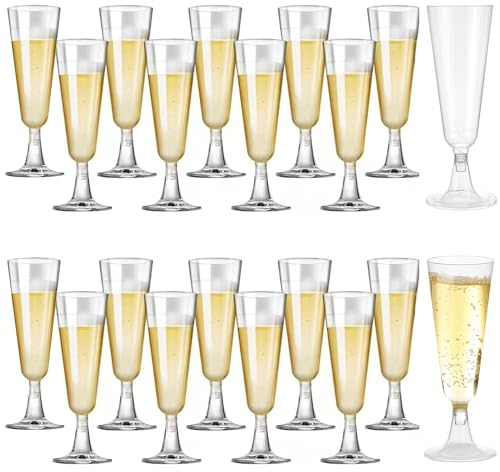 laeeyin Bicchieri da spumante in plastica, 20 pezzi, da 150 ml, trasparenti, riutilizzabili, per compleanni, matrimoni, feste, picnic, attività all'aperto